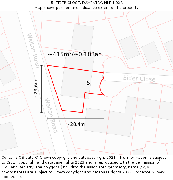 5, EIDER CLOSE, DAVENTRY, NN11 0XR: Plot and title map