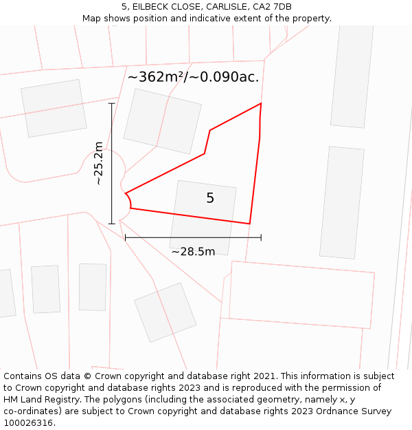 5, EILBECK CLOSE, CARLISLE, CA2 7DB: Plot and title map