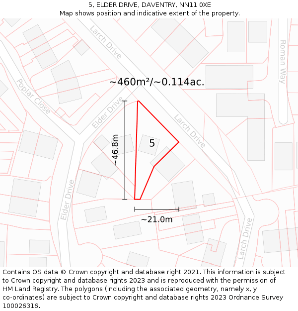 5, ELDER DRIVE, DAVENTRY, NN11 0XE: Plot and title map