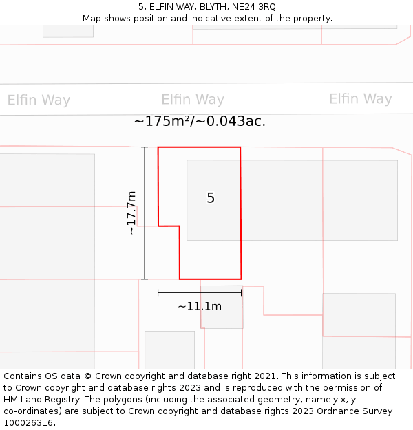 5, ELFIN WAY, BLYTH, NE24 3RQ: Plot and title map