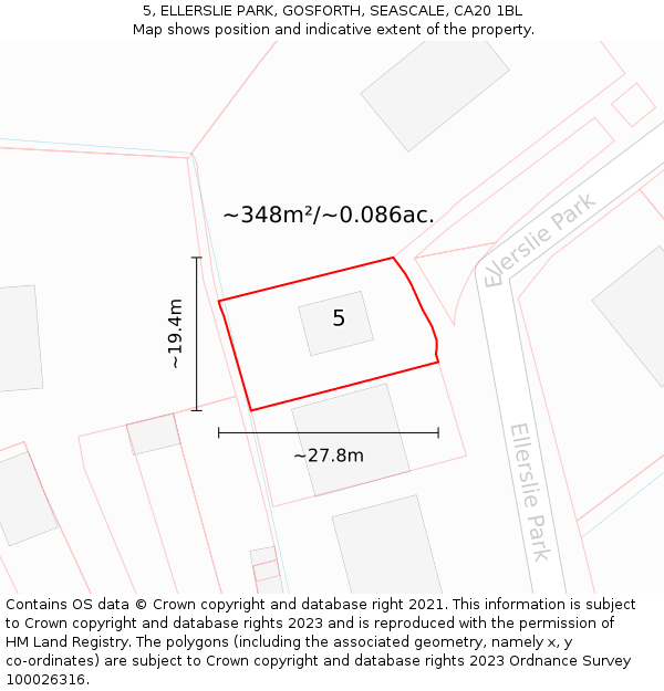 5, ELLERSLIE PARK, GOSFORTH, SEASCALE, CA20 1BL: Plot and title map