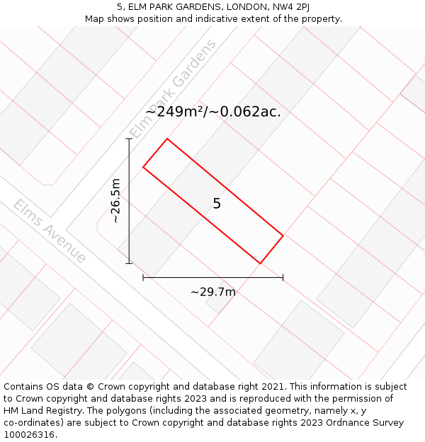 5, ELM PARK GARDENS, LONDON, NW4 2PJ: Plot and title map