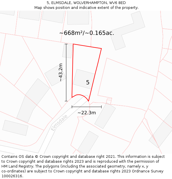 5, ELMSDALE, WOLVERHAMPTON, WV6 8ED: Plot and title map
