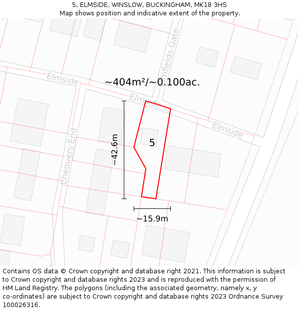 5, ELMSIDE, WINSLOW, BUCKINGHAM, MK18 3HS: Plot and title map