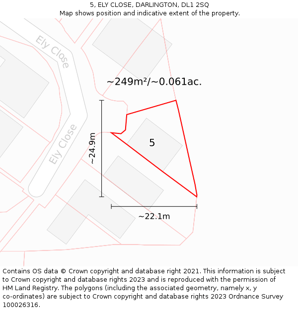 5, ELY CLOSE, DARLINGTON, DL1 2SQ: Plot and title map