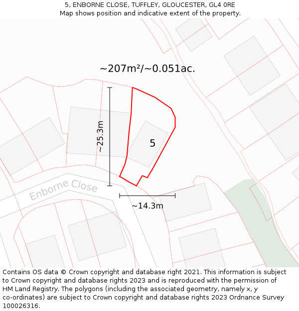 5, ENBORNE CLOSE, TUFFLEY, GLOUCESTER, GL4 0RE: Plot and title map