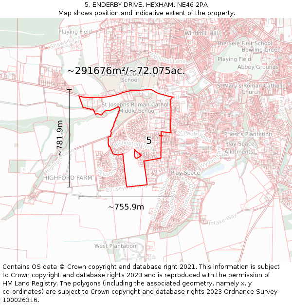 5, ENDERBY DRIVE, HEXHAM, NE46 2PA: Plot and title map