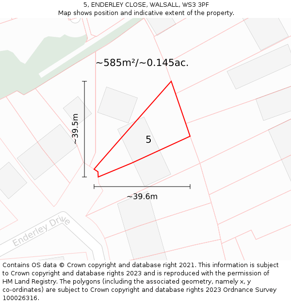 5, ENDERLEY CLOSE, WALSALL, WS3 3PF: Plot and title map