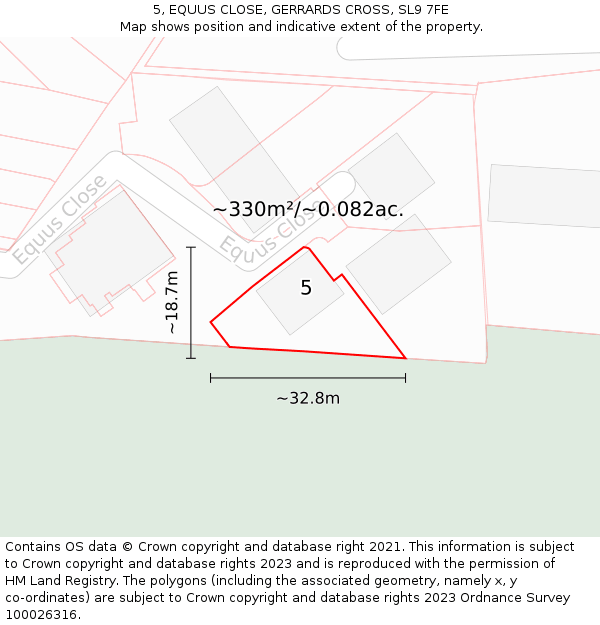 5, EQUUS CLOSE, GERRARDS CROSS, SL9 7FE: Plot and title map