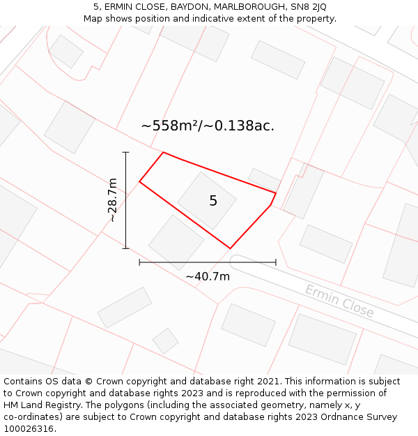5, ERMIN CLOSE, BAYDON, MARLBOROUGH, SN8 2JQ: Plot and title map