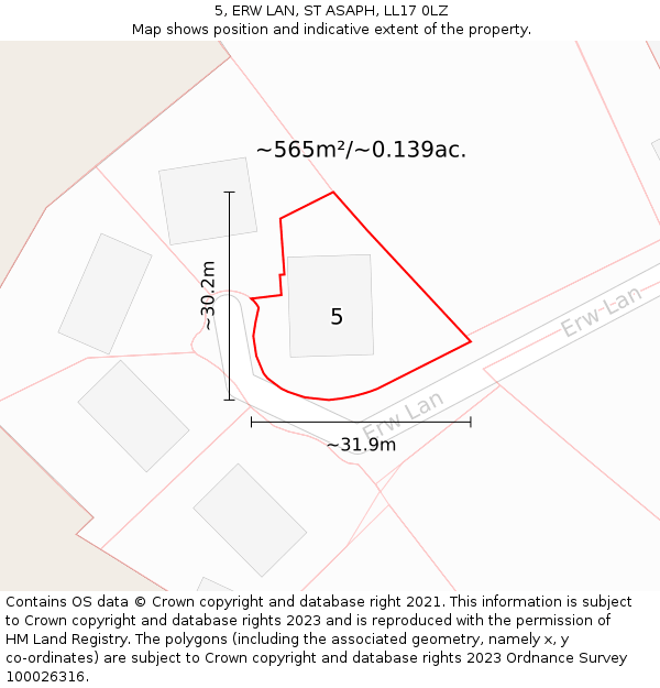 5, ERW LAN, ST ASAPH, LL17 0LZ: Plot and title map