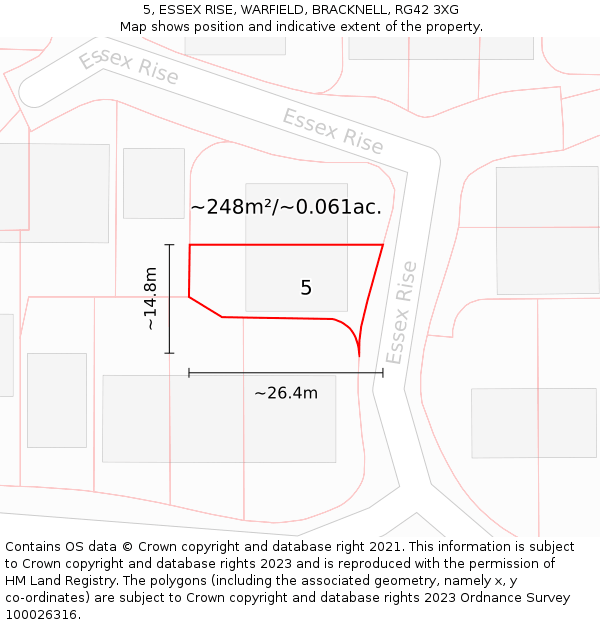 5, ESSEX RISE, WARFIELD, BRACKNELL, RG42 3XG: Plot and title map