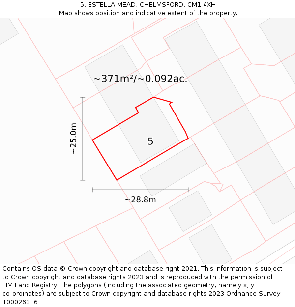 5, ESTELLA MEAD, CHELMSFORD, CM1 4XH: Plot and title map