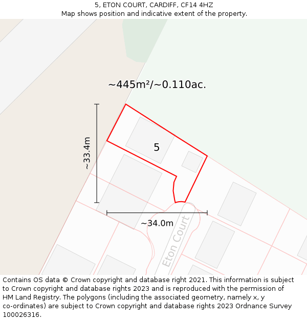 5, ETON COURT, CARDIFF, CF14 4HZ: Plot and title map
