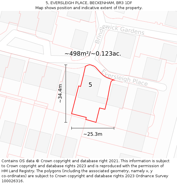 5, EVERSLEIGH PLACE, BECKENHAM, BR3 1DF: Plot and title map