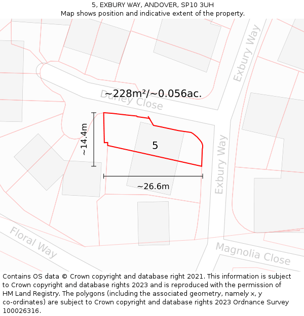5, EXBURY WAY, ANDOVER, SP10 3UH: Plot and title map