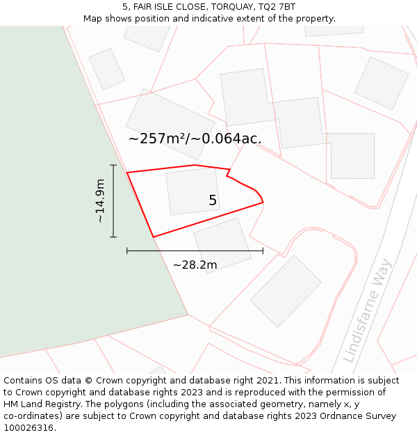 5, FAIR ISLE CLOSE, TORQUAY, TQ2 7BT: Plot and title map