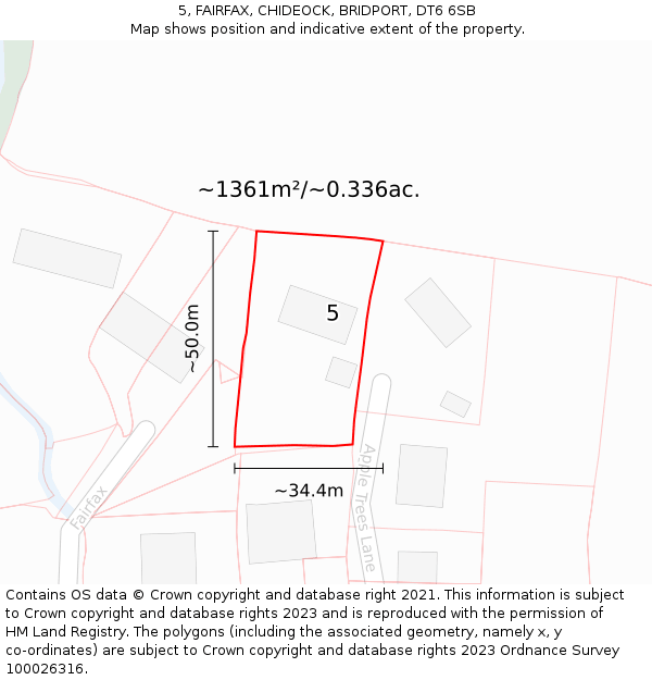 5, FAIRFAX, CHIDEOCK, BRIDPORT, DT6 6SB: Plot and title map