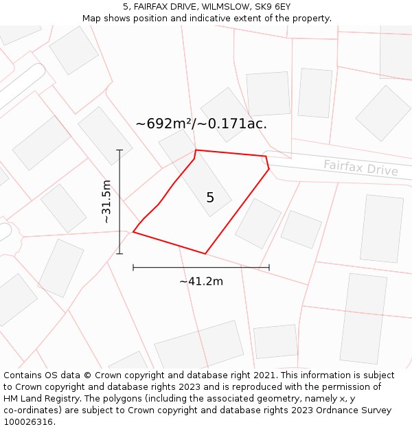 5, FAIRFAX DRIVE, WILMSLOW, SK9 6EY: Plot and title map