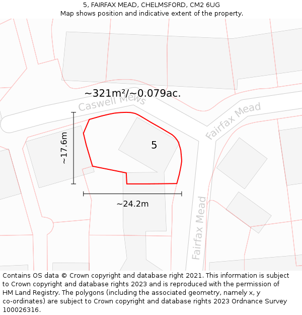 5, FAIRFAX MEAD, CHELMSFORD, CM2 6UG: Plot and title map