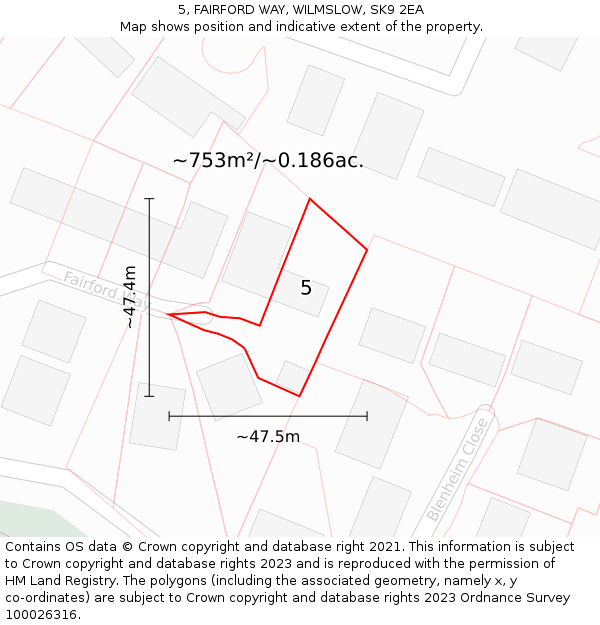 5, FAIRFORD WAY, WILMSLOW, SK9 2EA: Plot and title map