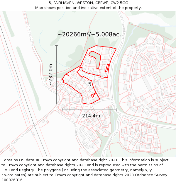 5, FAIRHAVEN, WESTON, CREWE, CW2 5GG: Plot and title map