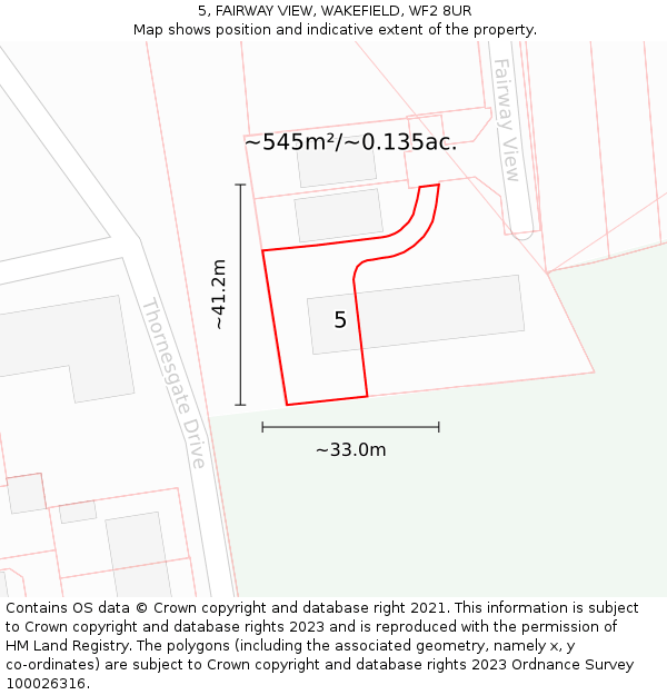5, FAIRWAY VIEW, WAKEFIELD, WF2 8UR: Plot and title map