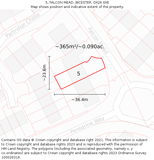5, FALCON MEAD, BICESTER, OX26 6XE: Plot and title map