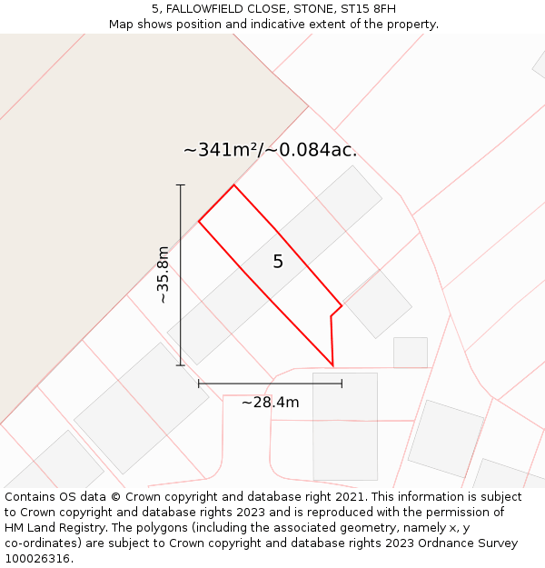 5, FALLOWFIELD CLOSE, STONE, ST15 8FH: Plot and title map