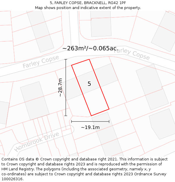 5, FARLEY COPSE, BRACKNELL, RG42 1PF: Plot and title map