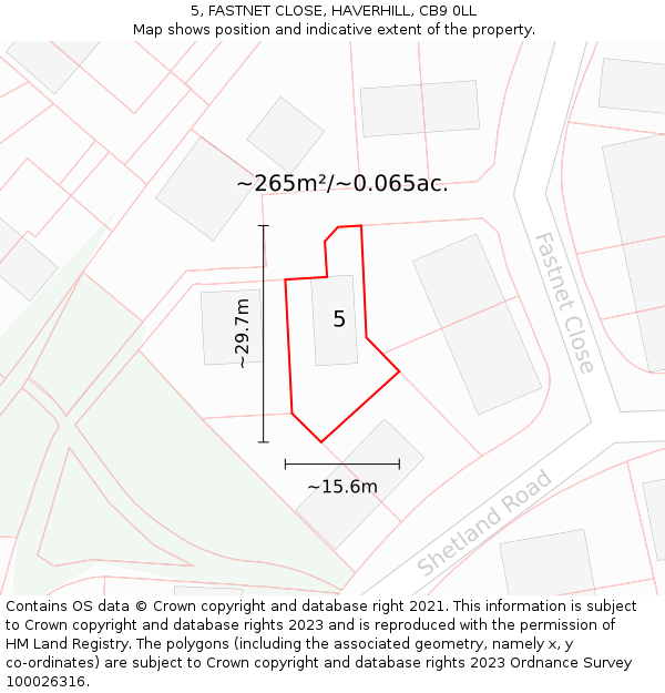 5, FASTNET CLOSE, HAVERHILL, CB9 0LL: Plot and title map