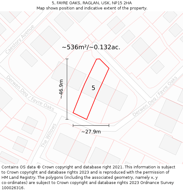 5, FAYRE OAKS, RAGLAN, USK, NP15 2HA: Plot and title map