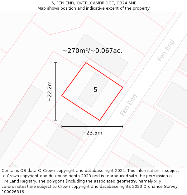 5, FEN END, OVER, CAMBRIDGE, CB24 5NE: Plot and title map