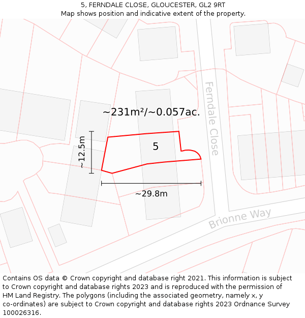 5, FERNDALE CLOSE, GLOUCESTER, GL2 9RT: Plot and title map
