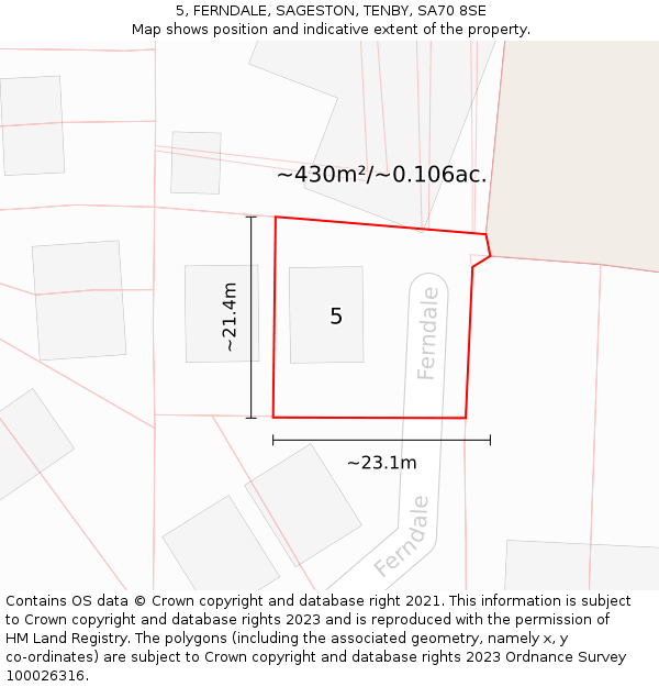 5, FERNDALE, SAGESTON, TENBY, SA70 8SE: Plot and title map