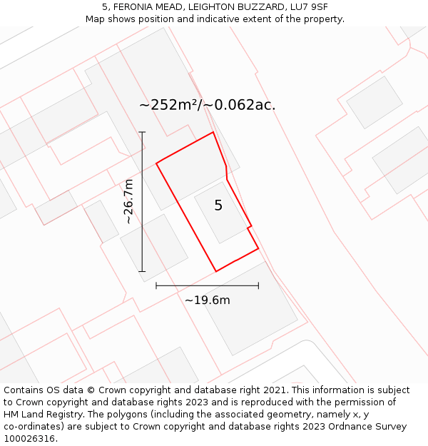 5, FERONIA MEAD, LEIGHTON BUZZARD, LU7 9SF: Plot and title map