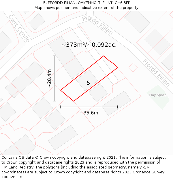 5, FFORDD EILIAN, OAKENHOLT, FLINT, CH6 5FP: Plot and title map