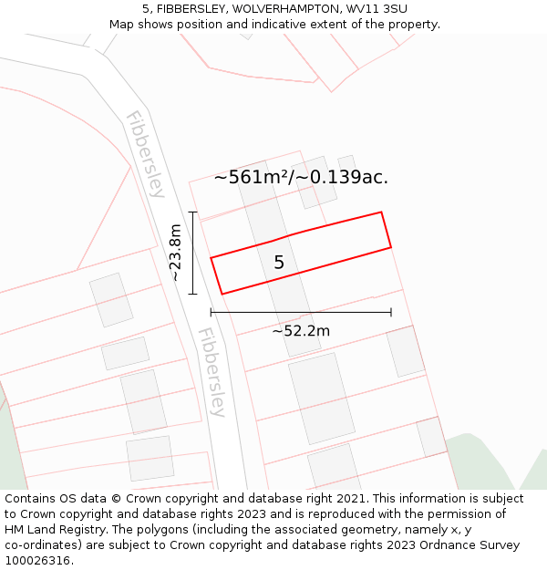 5, FIBBERSLEY, WOLVERHAMPTON, WV11 3SU: Plot and title map