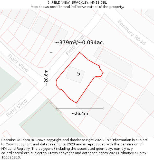 5, FIELD VIEW, BRACKLEY, NN13 6BL: Plot and title map