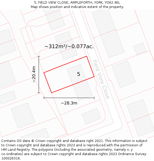 5, FIELD VIEW CLOSE, AMPLEFORTH, YORK, YO62 4EL: Plot and title map