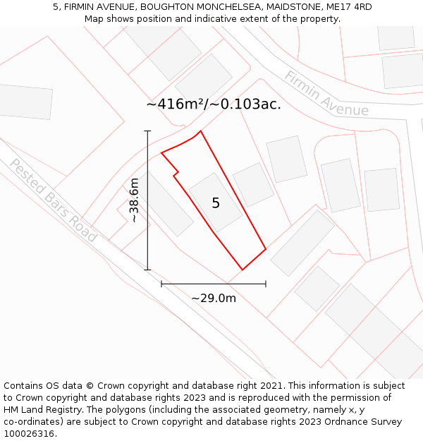 5, FIRMIN AVENUE, BOUGHTON MONCHELSEA, MAIDSTONE, ME17 4RD: Plot and title map