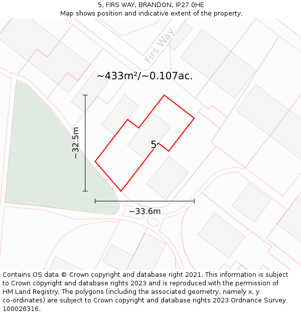 5, FIRS WAY, BRANDON, IP27 0HE: Plot and title map