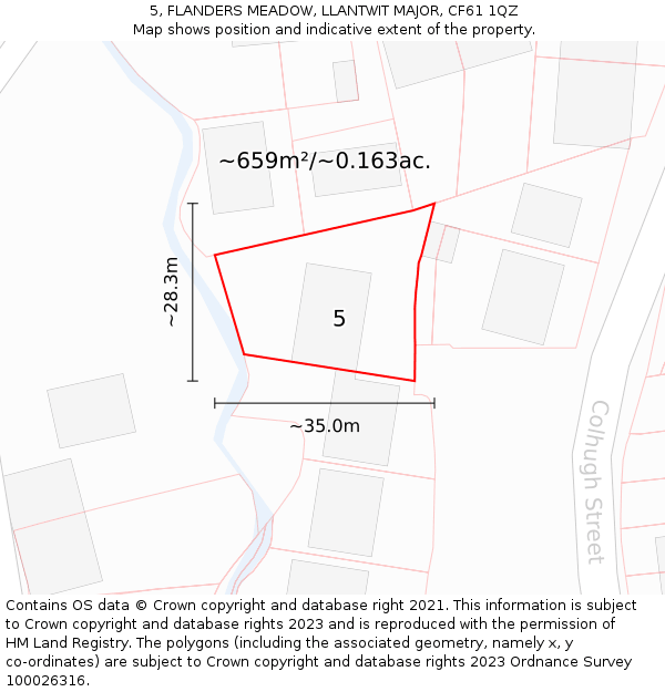 5, FLANDERS MEADOW, LLANTWIT MAJOR, CF61 1QZ: Plot and title map