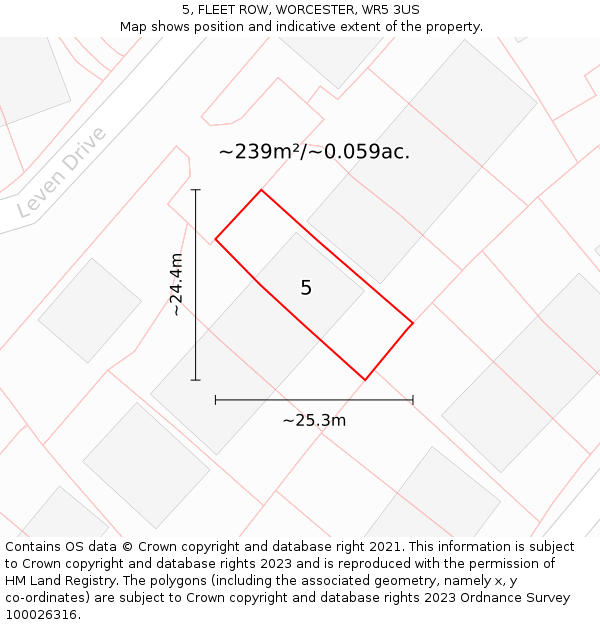 5, FLEET ROW, WORCESTER, WR5 3US: Plot and title map