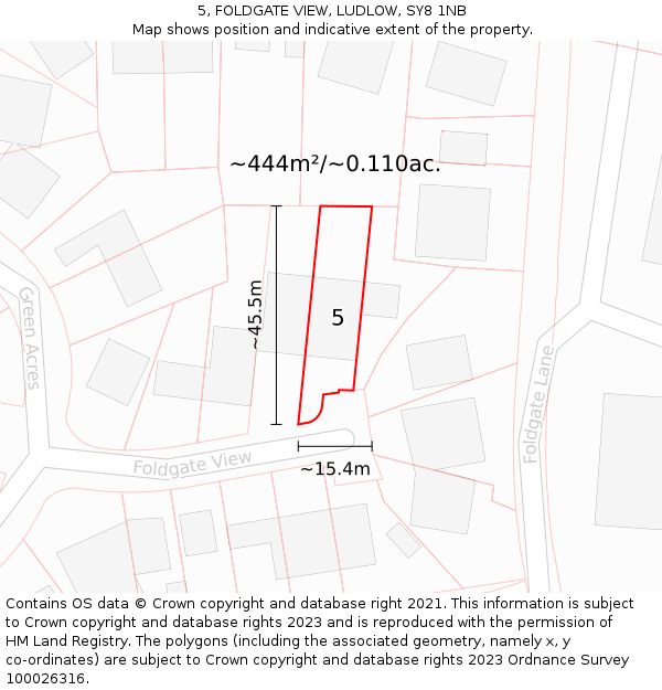 5, FOLDGATE VIEW, LUDLOW, SY8 1NB: Plot and title map