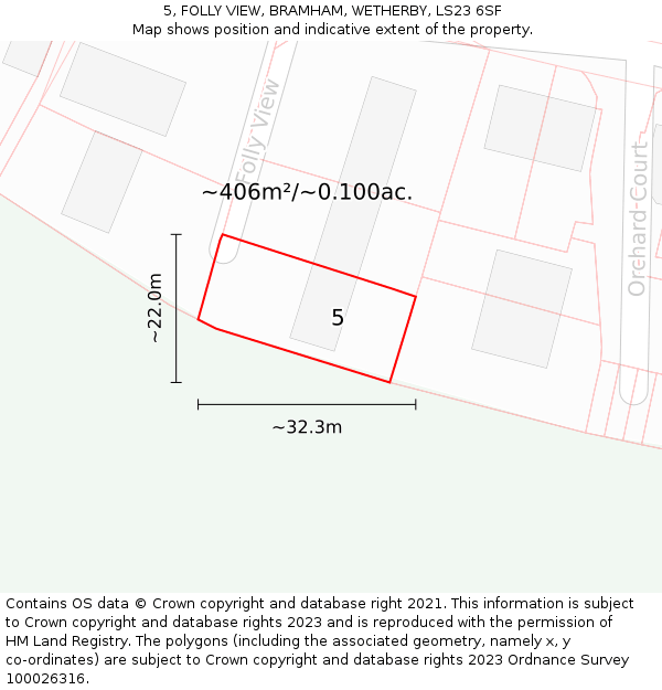 5, FOLLY VIEW, BRAMHAM, WETHERBY, LS23 6SF: Plot and title map