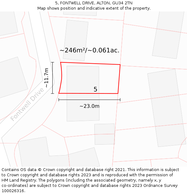 5, FONTWELL DRIVE, ALTON, GU34 2TN: Plot and title map