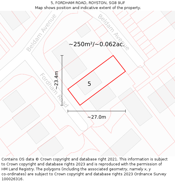 5, FORDHAM ROAD, ROYSTON, SG8 9UF: Plot and title map