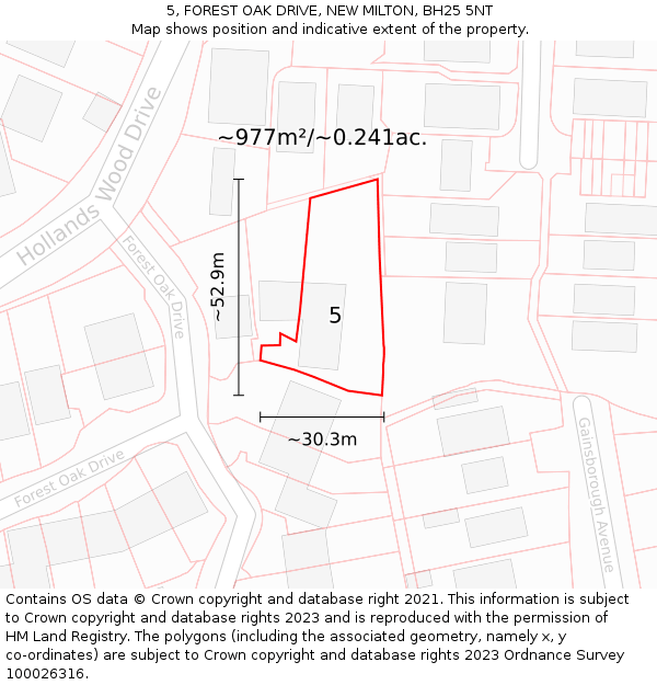 5, FOREST OAK DRIVE, NEW MILTON, BH25 5NT: Plot and title map