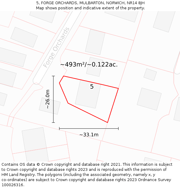 5, FORGE ORCHARDS, MULBARTON, NORWICH, NR14 8JH: Plot and title map
